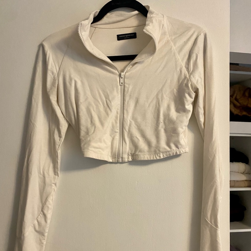 Naked wardrobe NW zip up crop top long sleeve